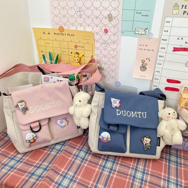 

girl's large capacity messenger bag literary ladies fashion hasp shoulder bag women cartoon japanese student crossbody