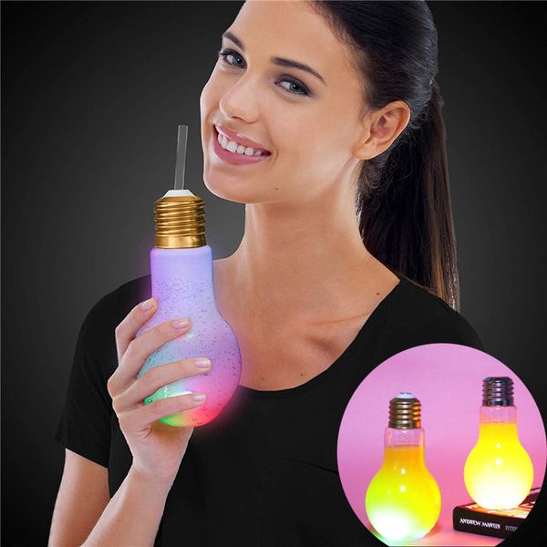 

novelty lighting led glowing bulb water bottle brief cute milk juice light bulbs leak-proof gold plastic lights party gift #35