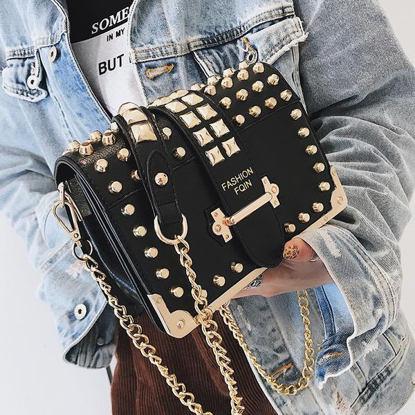 

vintage rivet small square bag crossbody bags 2020 women handbag pu leather chain shoulder bag woman messenger