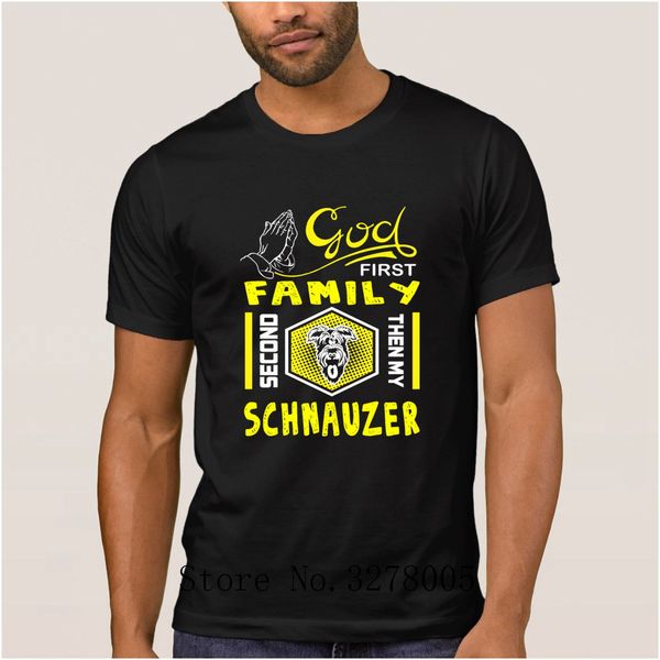 

сумасшедшие mens t shirt бог первая семья второе тогда шнауцеры собака мужская футболка мужская футболка мужская летняя горячие спорта прода