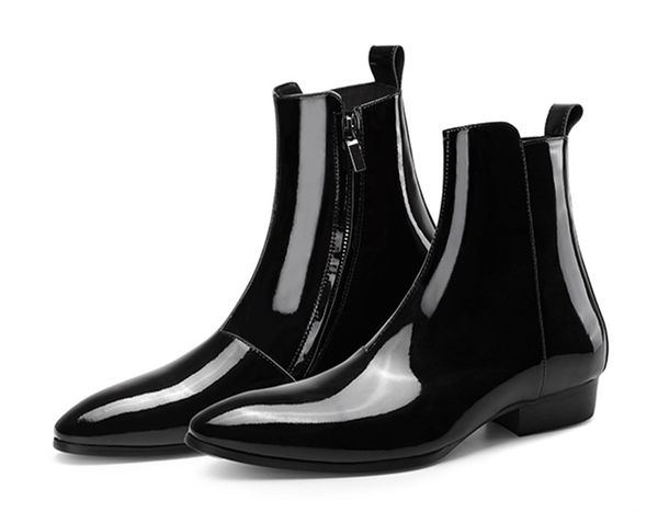 

new list personality martin boots factory outlet men's british high-bright patent genuine leather black dress men's trend boots
