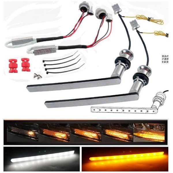

emergency lights dual-color white / amber yellow led sequential flowing winker valve front turn singal drl for alphard 30 vellfire noah voxy