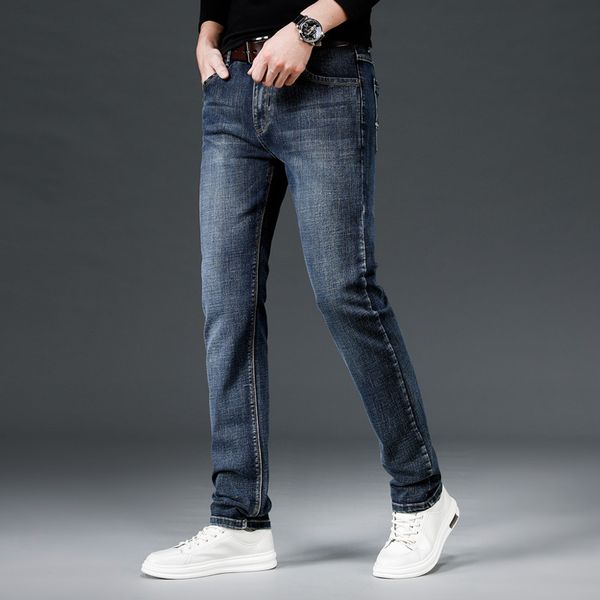 

men's jeans 2021 autumn men classical jean straight male fashion casual pants plus size cotton denim trousers,2040, Blue