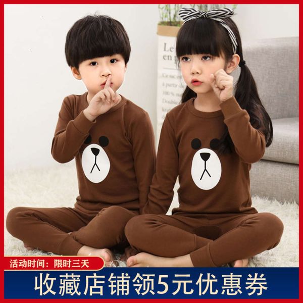 

wear home winter children's girls' long sve boys' pajamas spring and thin 2 baby autumn suit pure cotton 1 752o, Red;brown