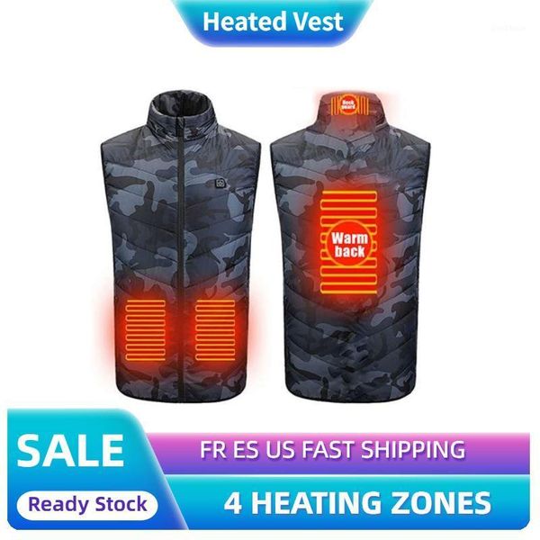 

outdoor t-shirts 2021 smart heating vest electric heated usb winter thermal cloth feather camping hiking hunting jacket1, Gray;blue