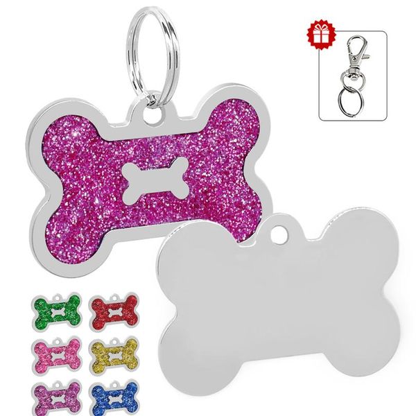 

wholesale pet dog id tags bone shape grooming collar accessories custom engraved name phone number id tag for small med sqcbva