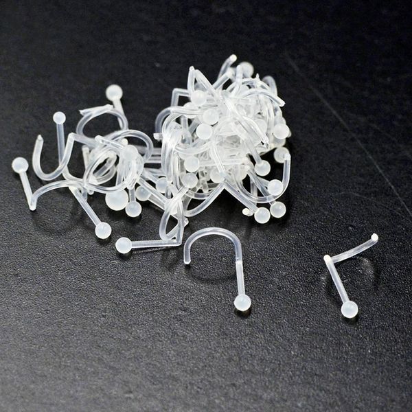 

bog- 1pc bioplast flexible nose lip ring labret earring eyebrow ring belly ring body piercing jewelry q jlltca, Silver