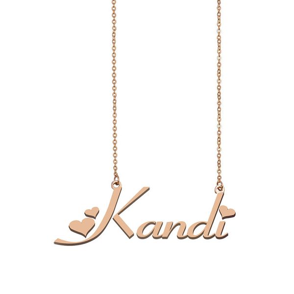 

kandi name necklaces pendant custom personalized for women girls children friends mothers gifts 18k gold plated stainless steel, Silver