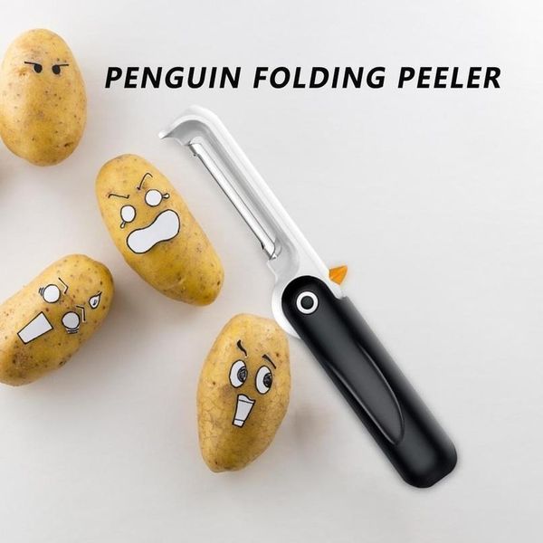 

stainless steel peeler fruit vegetable vertical penguin shaped foldable peeler non-slip handle slicers kitc sqcpxb