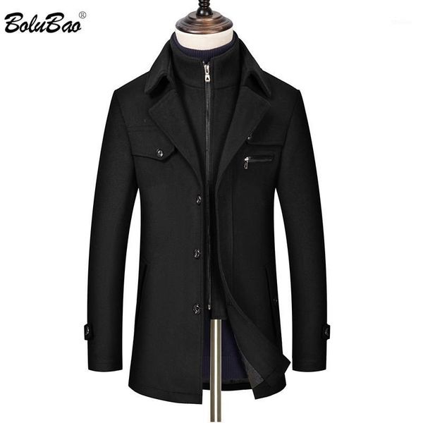 

men's wool & blends bolubao brand blend coats men winter men's thick casual coat fashion wild overcoat male1, Black