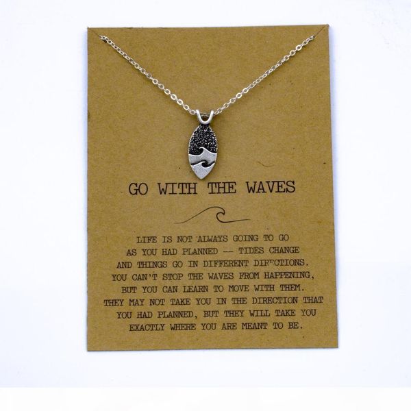 

sanlan 1pcs go with the waves necklace ocean jewelry, Silver