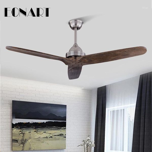 

electric fans eonart 52 inch dc motor without lamp modern simple 3-leaf solid wood with remote control ceiling fan 220 v fans1