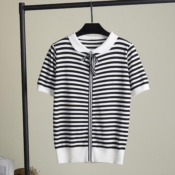 

hlbcbg 2020 новых женщин вязаные лето нашивки футболка боути опрятный стиль student cute топ майка с коротким рукавом футболки женский, White