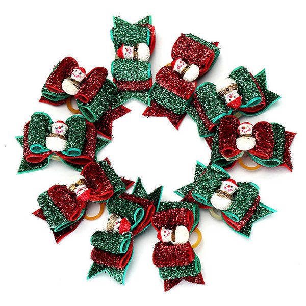 

christmas pet bow snowman bowknot cats dog headdress flower with band pets hair jewelry ooa7448-7