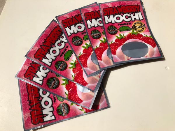 

strawberry mochi mylar label bag edibles nerds sf california 3.5-7g empty bag bbyebw nana_shop, Pink;blue