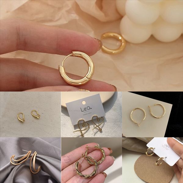 

qlt waterdrop gemstone leather round earring for women dangle genuine stud earring black red blue fashion silver plating hook, Golden