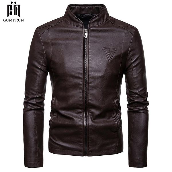 

new fashion autumn male leather jacket black brown mens stand collar coats leather biker jackets motorcycle men jacket