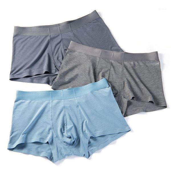 

modal seamless men underwear breathable ultra-thin summer solid color seamless underwear boxer pants family sexy1, Black;white