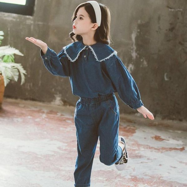 

keelorn teenager girls clothing sets autumn fashion 2pcs long sleeve pullover and pants girls jeans casual outfits costume1, White