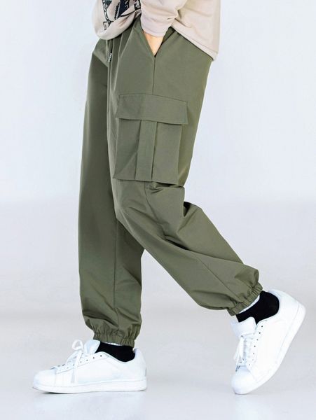 

men flap pocket side cargo pants f4vu#, Black