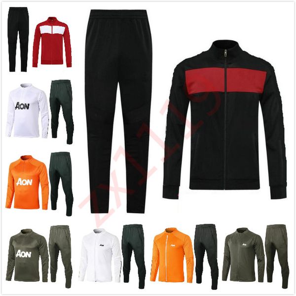 

man soccer training suit 2020 2021 martial soccer jacket tracksuit 20/21 rashfor james ingard pogba utd football jackets survetement, Black