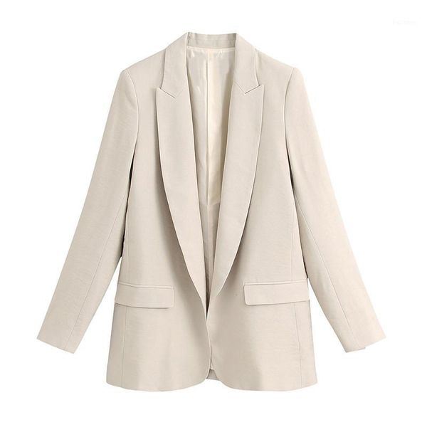 

aachoae solid casual office blazer women long sleeve work wear suit jacket blazers 2021 notched collar pockets outwear coat1, White;black