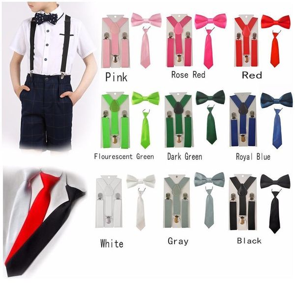 

fashion boys girl baby suspenders adjustable elastic y-back braces suspenders bow tie + necktie wedding g qylwkg, Black;gray