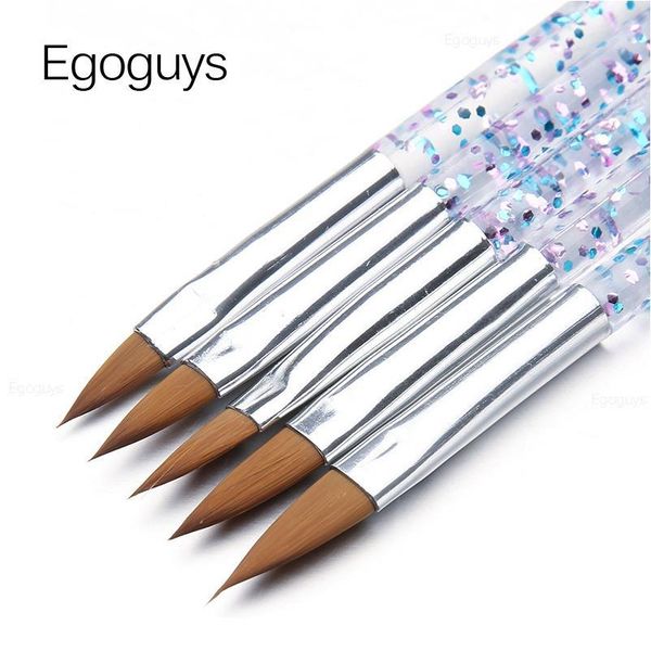 

5pcs/set crystal acrylic glitter nail bristle brush pen uv gel paintbrush extension builder lines flower drawing manicu qylepv