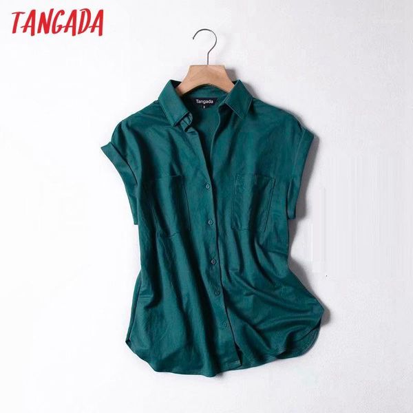 

tangada women solid elegant viscose shirts for summer office ladies work wear blouses 4c161, White