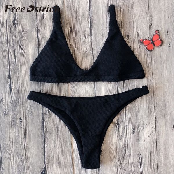 

ostrich women push-up padded bra bandage set suit bathing biref fashion simple chic style low waist swimwear y200708, Red;black
