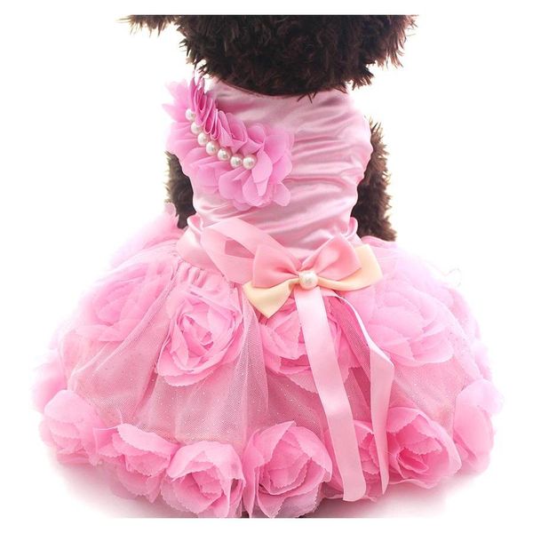 

pet dog princess dress tutu rosette&bow dresses cat puppy skirt spring/summer clothes apparel 2 colors shipping new2019 wholesale q1i03