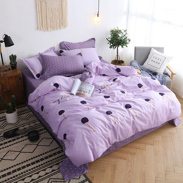 

37purple 4pcs girl kid bed cover set cartoon duvet cover child bed sheets and pillowcases comforter bedding set 2tj-610051