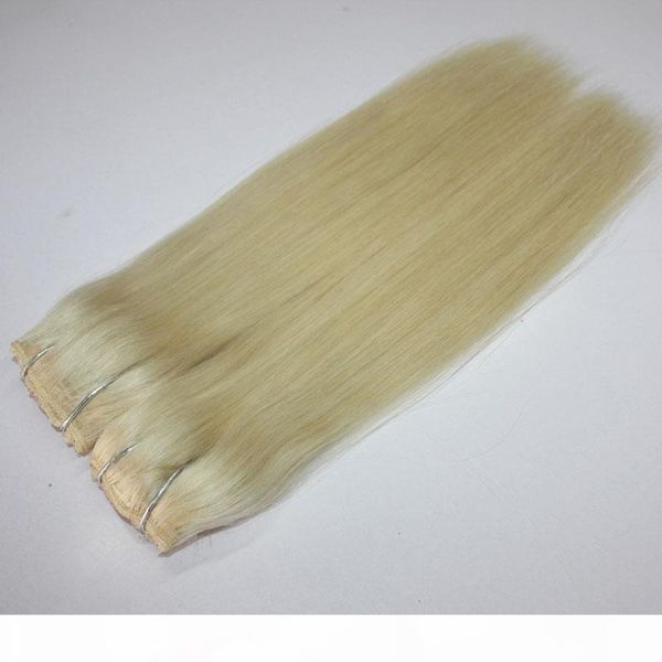 

14"-24" 8pcs set 120g platinum blonde peruvian human hair color 60 white hair clip in hair, Black