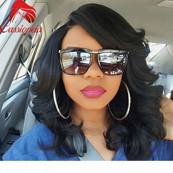 

2016 new style full lace wigs right part with bangs malaysian virgin human hair glueless adjustable straps lace front wig loose wave, Black;brown