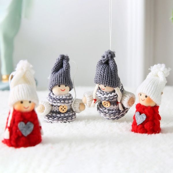 

pendantcreative 2pcs plush santa gnome christmas festival knitted wool doll pendant home party decoration gift