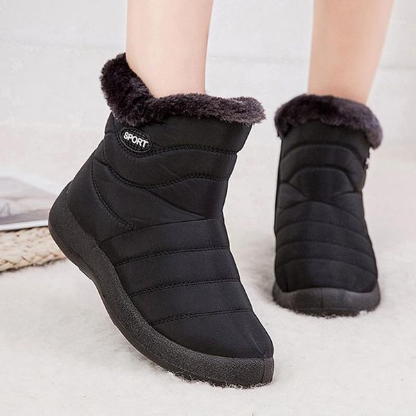 

boots 2021 winter women snow waterproof ankle female shoes woman booties warm plush plus size1, Black