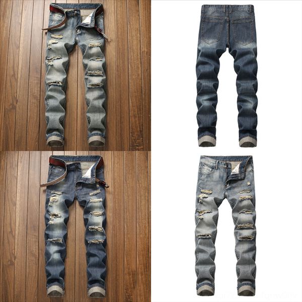 

e3iep mens printed jeans straight ripped man summer motorcycle jeans man oversize casual jeans male vintage hop hole hip denim, Black