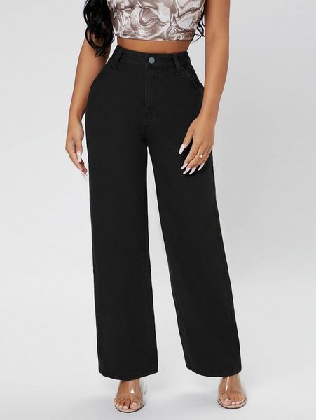 

petite high waist wide leg jeans s4ah#, Blue