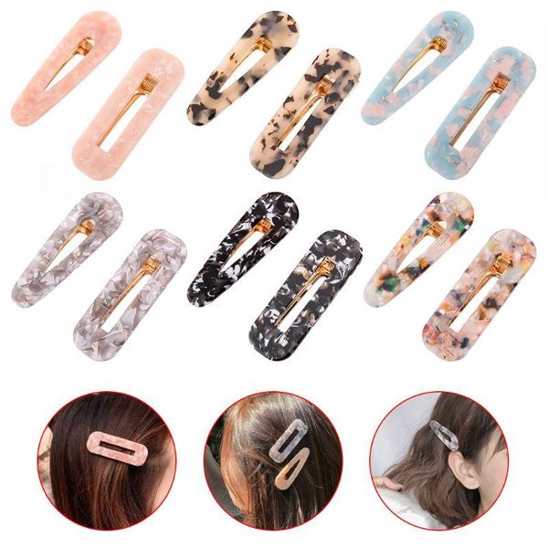 

hair accessories 2pcs/set korea hollow geometric waterdrop acrylic shiny clips pins barrette hairpin for women girls