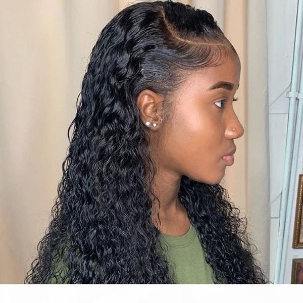 

поддельный скальп фигурных парик pre щипковых virgin бразильский glueless завитые парики фронта шнурка человеческих волос 13x6 фронтальная п, Black;brown