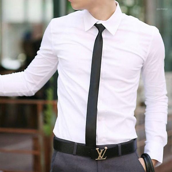 

wsgyj men formal shirt 2019 brand office men's shirt solid color long sleeves shirts white black1, White;black