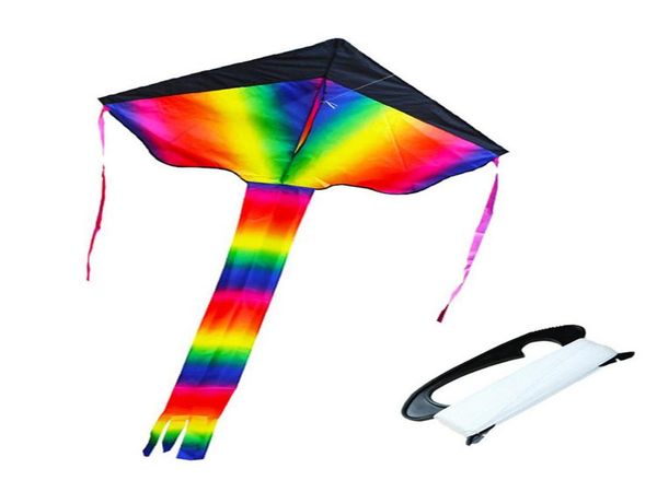 

gradient rainbow kite with long colorful tail 100m reel easy to assemble for children outdoor game activity wmtred yyysports