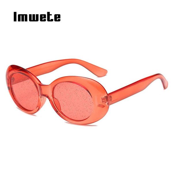 

imwete oversize oval sunglasses women retro brand clear clout goggles sun glasses men nirvana kurt cobain round sunglasses uv400, White;black