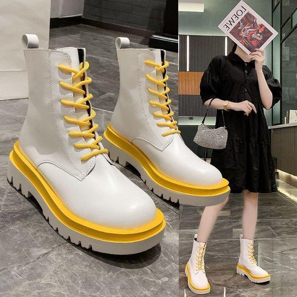 

мода 2020 кожа женщины ботильоны осень узелок высокого качества ботинок противоскользящей износостойкая удобная женщины лодыжка загрузка, Black