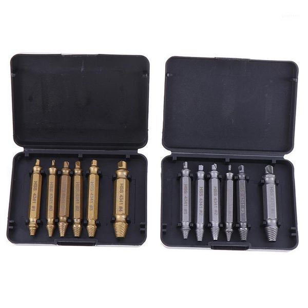 

6pcs/set m3-m10 gold screw extractor set drill bits easy out guide broken damag screws bolt remover1