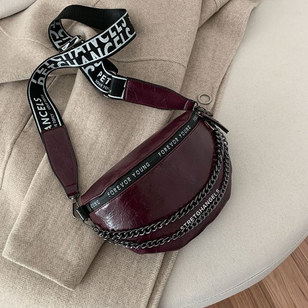 

women's bags waist bag pu leather metal double chain sum per band fanny pack bananka fashion satchel belly band belt bag c1223