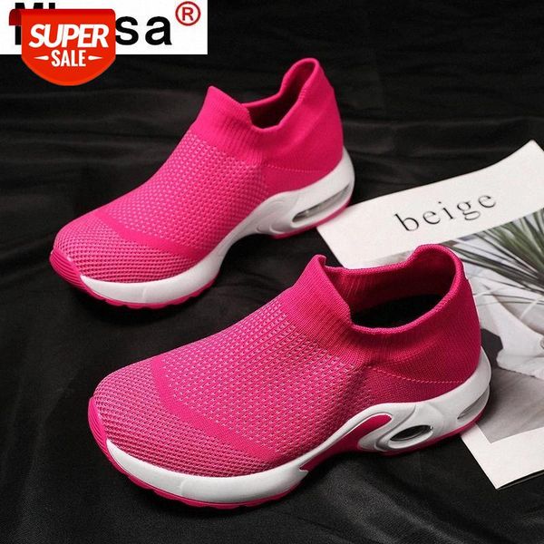 

2020 women autumn sneakers sock shoes ladies flats platform shoes female breath mesh slip on tenis sneakers walking woman #n47s