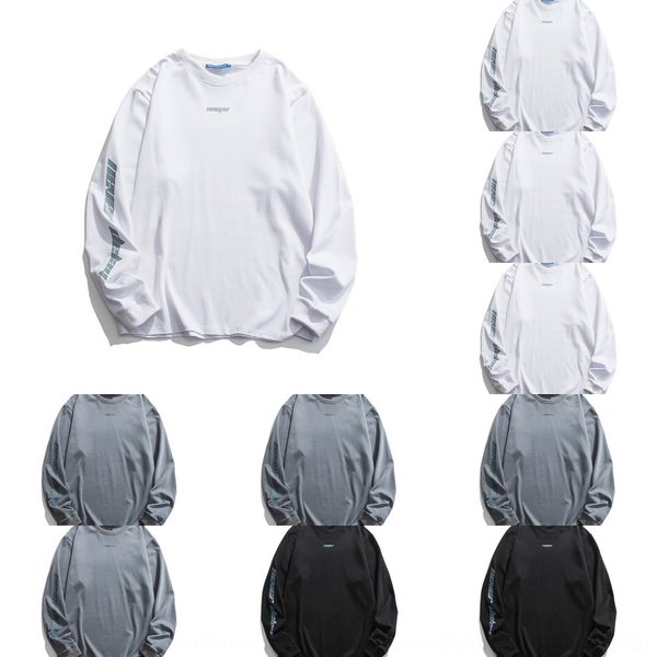 

es4me south fall dress summer 2020 new pulloversweater pullover men's bottoming shirt crew neck pullover lettering loose casual versati, Black