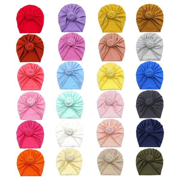 

24 pcs/set solid cotton spiral baby hat 0-5t newborn infant beanies soft toddler baby boys girls caps children hair accessories y201024, Blue;gray