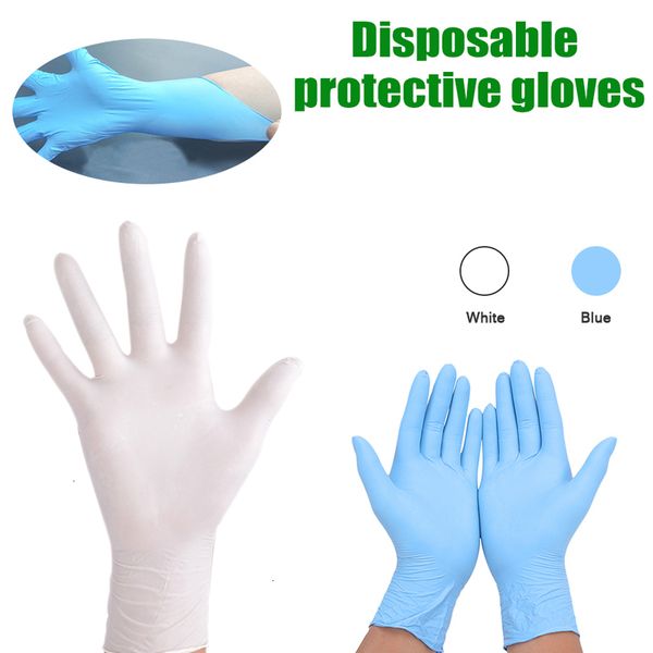

factory23twwaterproof 50 paris/lot white and blue food grade allergy safety work nitrile disposable gloves